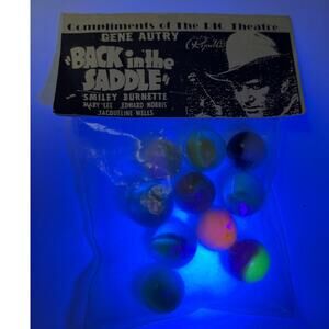 Vntg Gene Autry Sealed Bag of 10 Marbles Back in The Saddle RIO Theater
